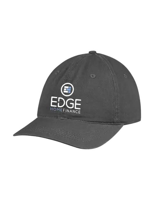 Garment Washed Unstructured Twill Charcoal Cap w/Edge Home Finance Logo