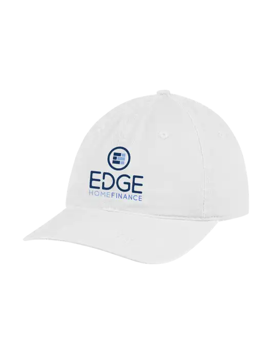 Garment Washed Unstructured Twill White Cap w/Edge Home Finance Logo