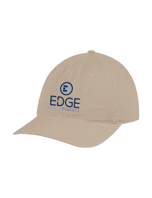 Garment Washed Unstructured Twill Tan Cap w/Edge Home Finance Logo
