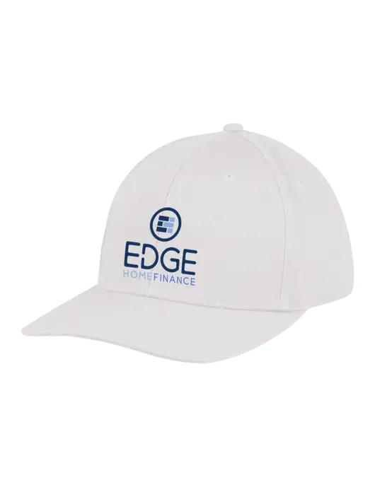 Premium Modern Structured Twill White Snapback Cap w/Edge Home Finance Logo