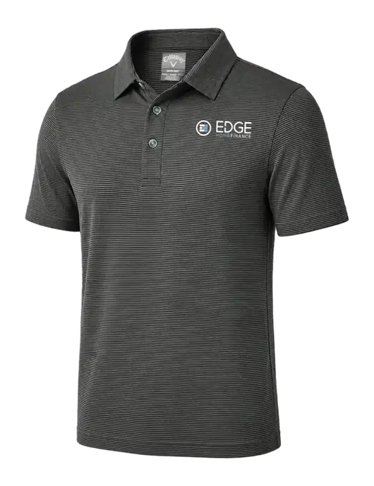 Callaway Black Fine Line Stripe Polo w/Edge Home Finance Logo