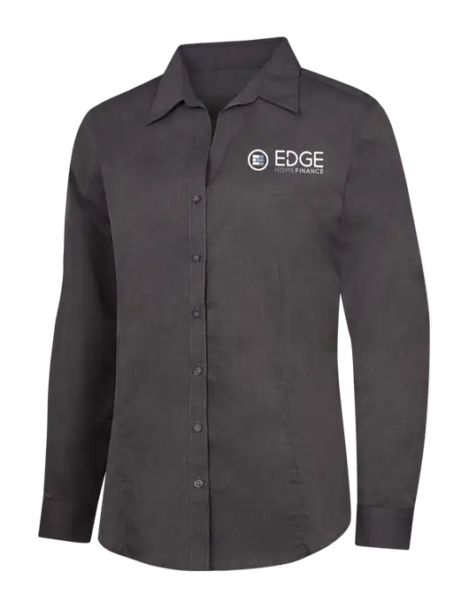 Womens Soft Black Crosshatch Easy Care Shirt w/Edge Home Finance Logo