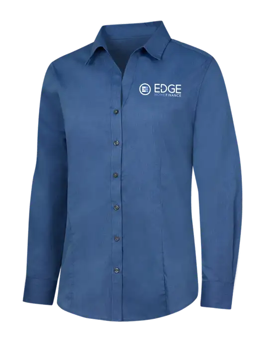 Light Navy Womens Crosshatch Easy Care Shirt w/Edge Home Finance Logo