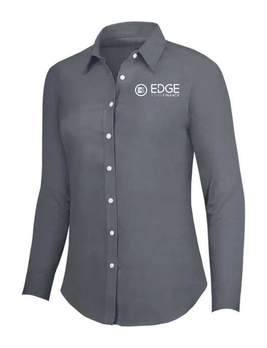 Dark Grey Womens SuperPro Oxford Shirt w/Edge Home Finance Logo