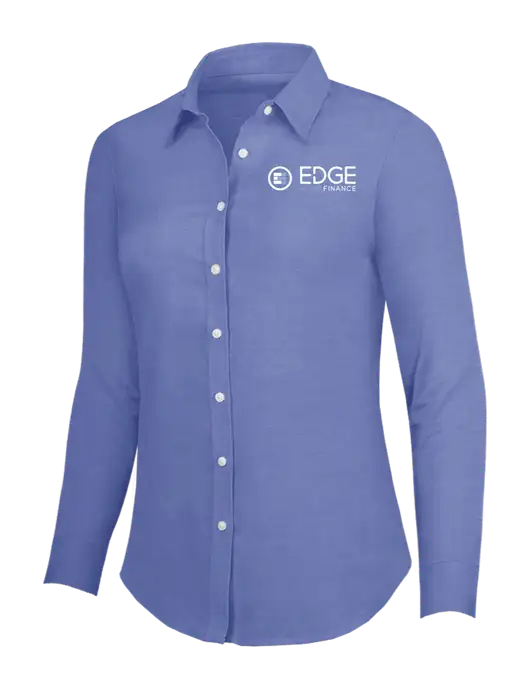 Navy Womens SuperPro Oxford Shirt w/Edge Home Finance Logo