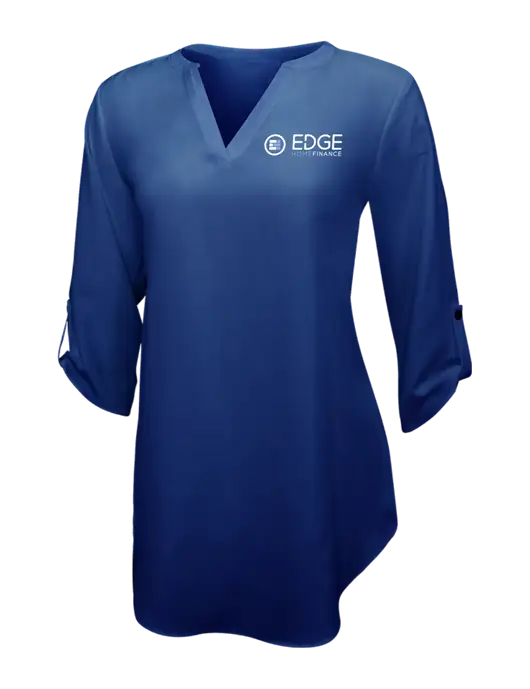 Dark Royal Womens 3/4 Sleeve Tunic Blouse w/Edge Home Finance Logo