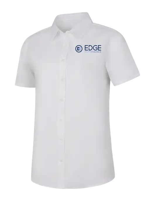 Womens White Short Sleeve Superpro React Twill Shirt w/Edge Home Finance Logo