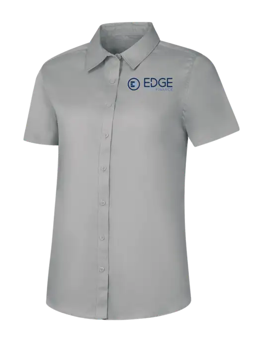 Womens Light Grey Short Sleeve Superpro React Twill Shirt w/Edge Home Finance Logo
