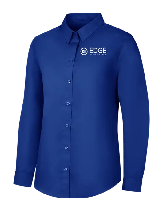 Womens Royal Long Sleeve Carefree Poplin Shirt w/Edge Home Finance Logo
