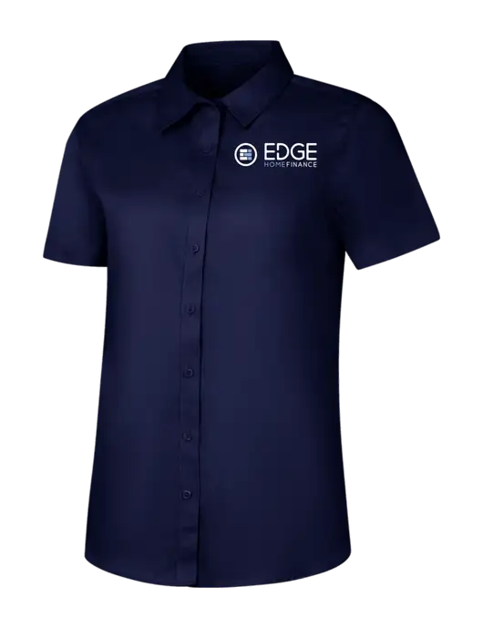 Womens Navy Short Sleeve Superpro React Twill Shirt w/Edge Home Finance Logo