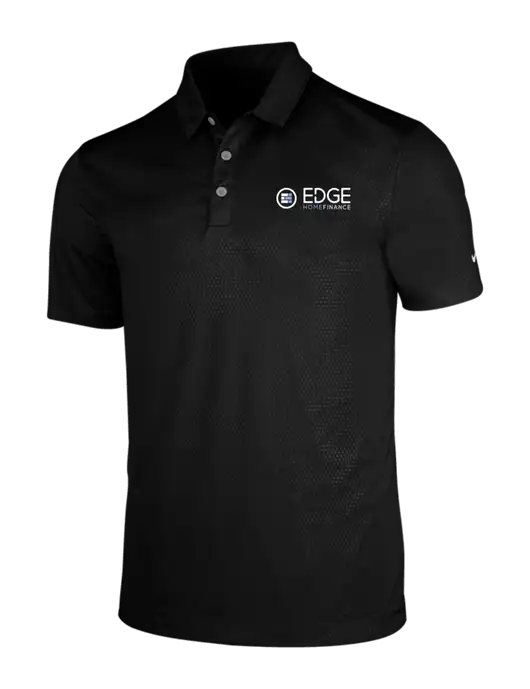 NIKE Black Dri-Fit Embossed Tri-Blade Polo w/Edge Home Finance Logo