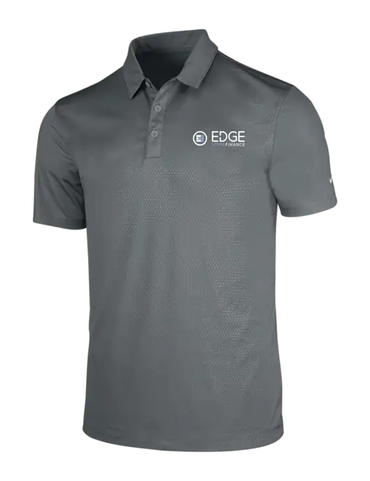 NIKE Medium Grey Dri-Fit Embossed Tri-Blade Polo w/Edge Home Finance Logo