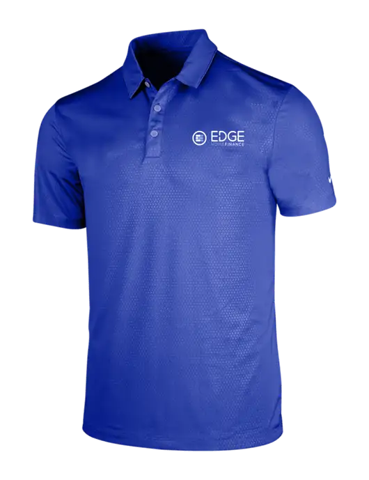 NIKE Dark Royal Dri-Fit Embossed Tri-Blade Polo w/Edge Home Finance Logo