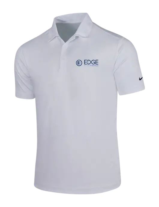 NIKE White Dri-Fit Vertical Mesh Polo w/Edge Home Finance Logo