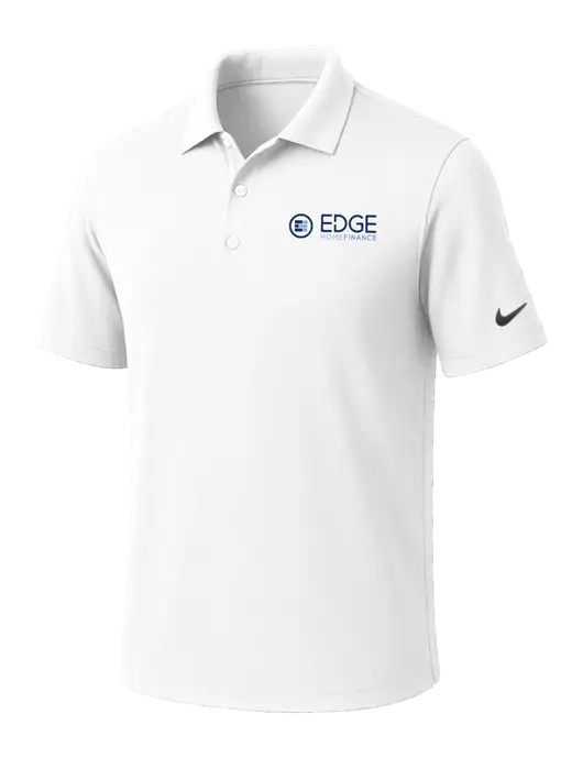 NIKE White Dri-Fit Micro Pique Polo w/Edge Home Finance Logo