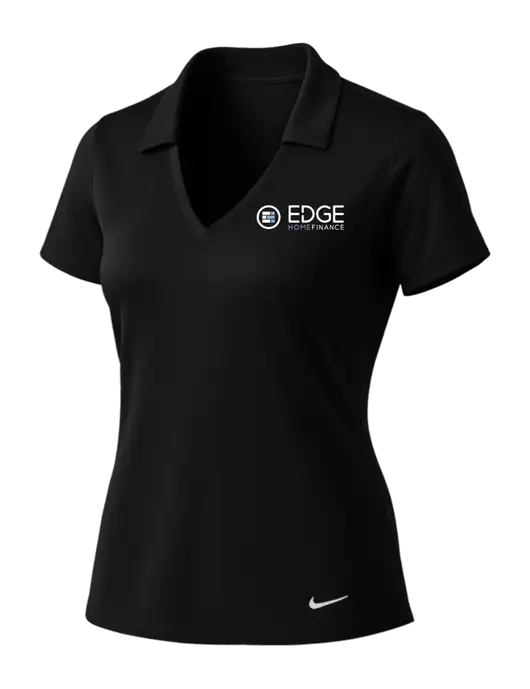 NIKE Black Womens Dri-Fit Vertical Mesh Polo w/Edge Home Finance Logo