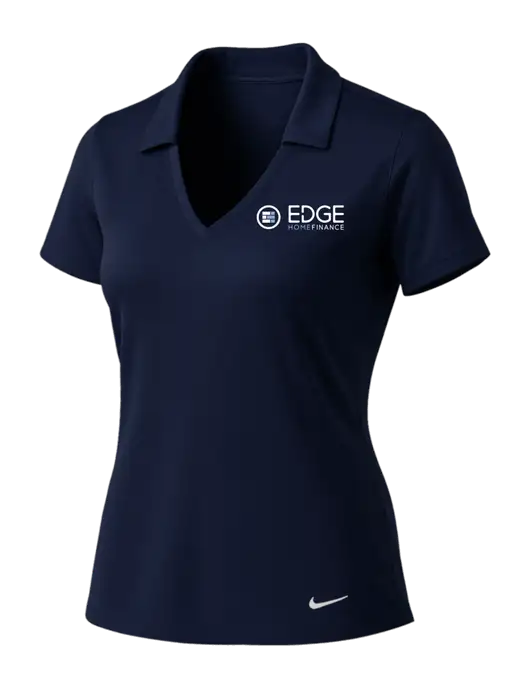NIKE Dark Navy Womens Dri-Fit Vertical Mesh Polo w/Edge Home Finance Logo