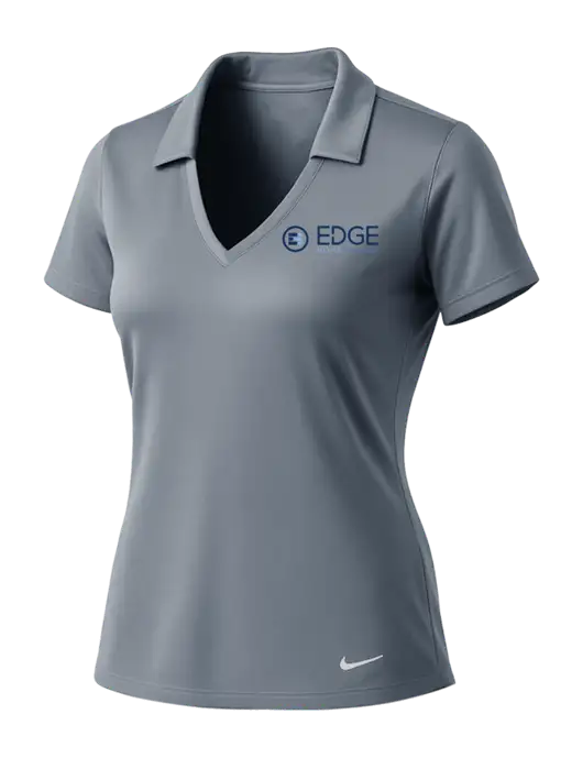 NIKE Medium Grey Womens Dri-Fit Vertical Mesh Polo w/Edge Home Finance Logo