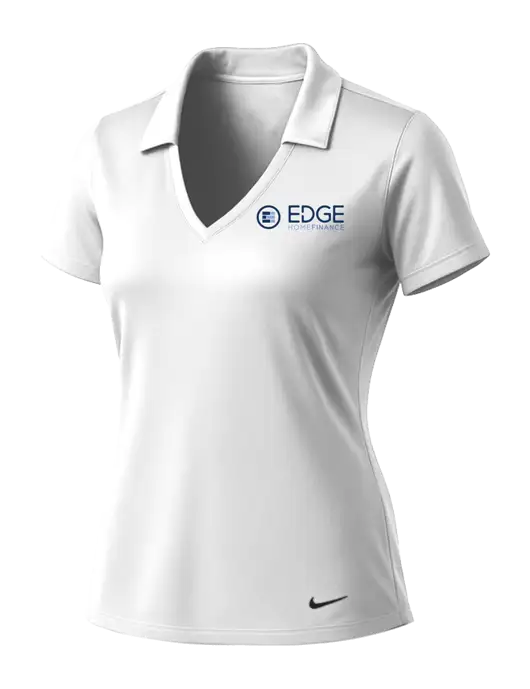 NIKE White Womens Dri-Fit Vertical Mesh Polo w/Edge Home Finance Logo