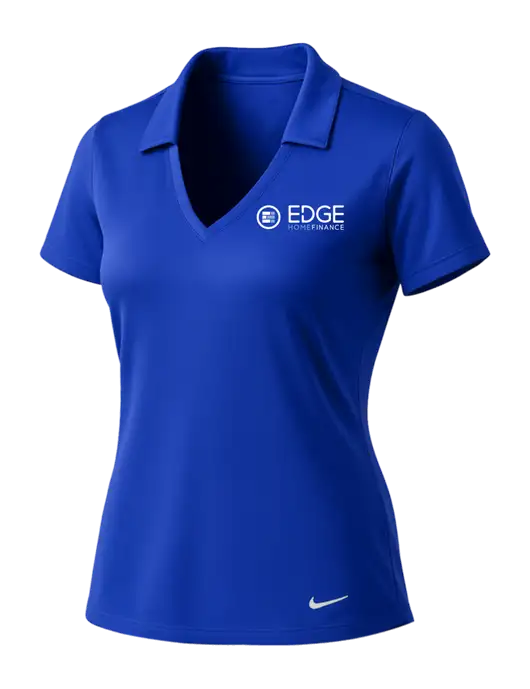 NIKE Dark Royal Womens Dri-Fit Vertical Mesh Polo w/Edge Home Finance Logo