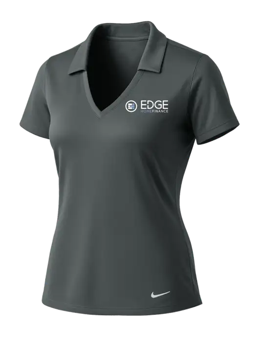 NIKE Dark Grey Womens Dri-Fit Vertical Mesh Polo w/Edge Home Finance Logo