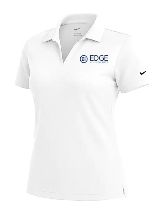 NIKE White Womens Dri-Fit Micro Pique Polo w/Edge Home Finance Logo