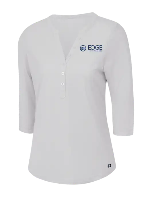 OGIO Bright White Jewel Henley w/Edge Home Finance Logo