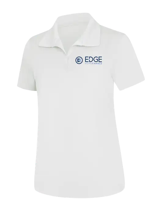 Womens White Micropique Sport-Wick Polo w/Edge Home Finance Logo