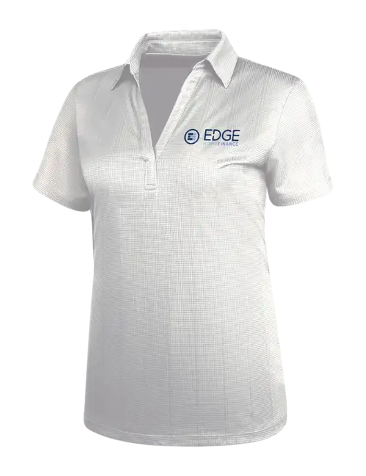 White Womens Performance Fine Jacquard Polo w/Edge Home Finance Logo