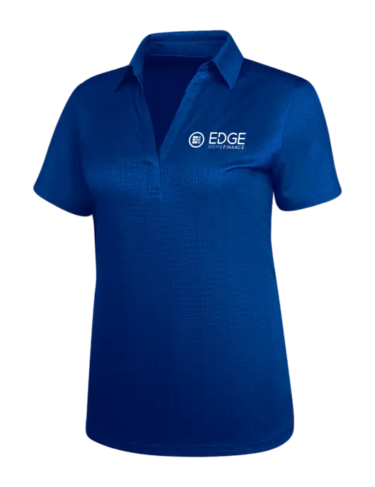 Dark Royal Blue Womens Performance Fine Jacquard Polo w/Edge Home Finance Logo