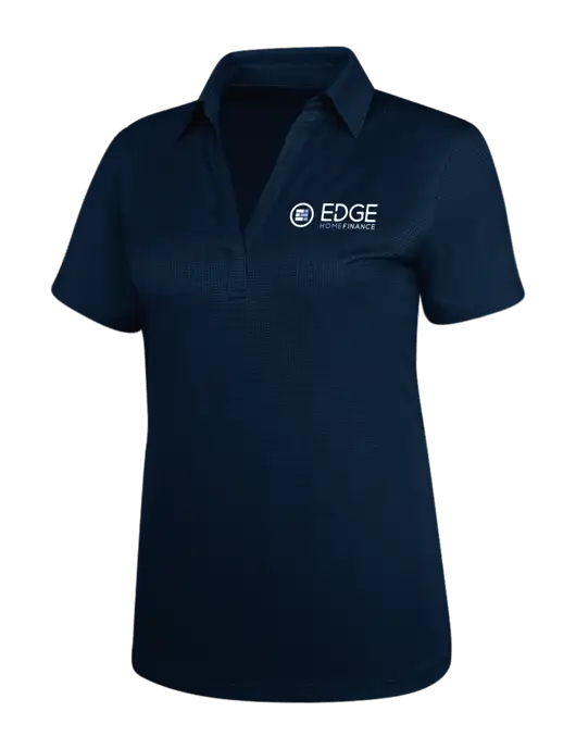 Navy Womens Performance Fine Jacquard Polo w/Edge Home Finance Logo