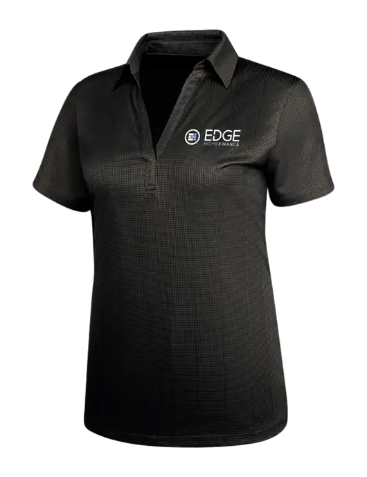 Black Womens Performance Fine Jacquard Polo w/Edge Home Finance Logo
