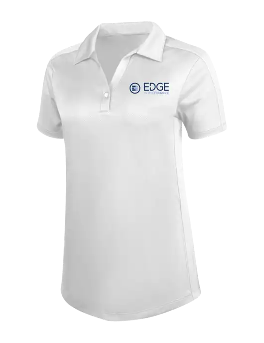 Womens White Diamond Jacquard Polo w/Edge Home Finance Logo