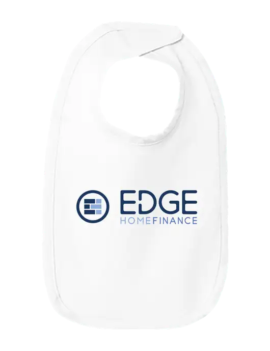 Rabbit Skins White Infant Premium Jersey Bib w/Edge Home Finance Logo