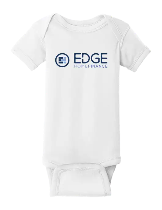 Rabbit Skins White Infant Short Sleeve Baby Rib Bodysuit w/Edge Home Finance Logo