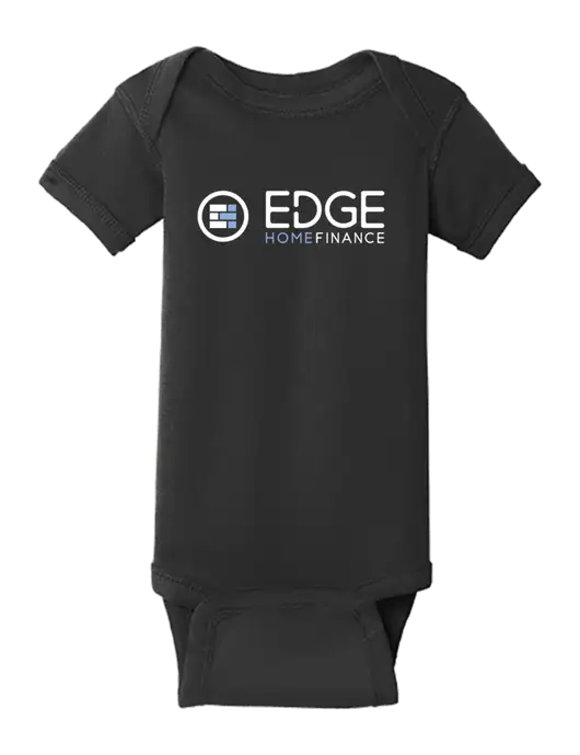 Rabbit Skins Black Infant Short Sleeve Baby Rib Bodysuit w/Edge Home Finance Logo