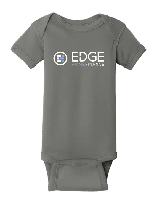 Rabbit Skins Charcoal Infant Short Sleeve Baby Rib Bodysuit w/Edge Home Finance Logo
