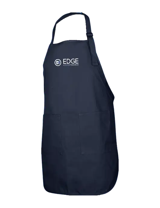 Full-Length Navy Apron With Pockets w/Edge Home Finance Logo