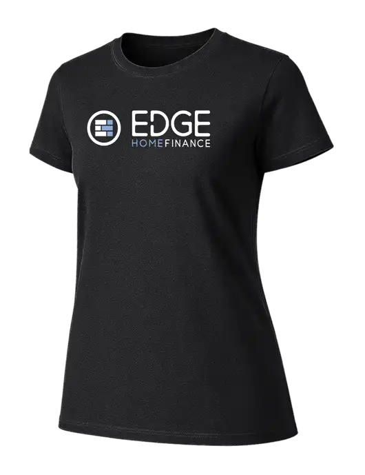 Womens Ring Spun Jet Black 4.5 oz T-Shirt w/Edge Home Finance Logo