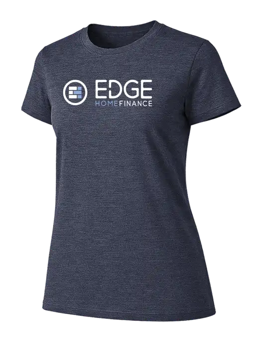 Womens Ring Spun Heather Navy 4.5 oz T-Shirt w/Edge Home Finance Logo