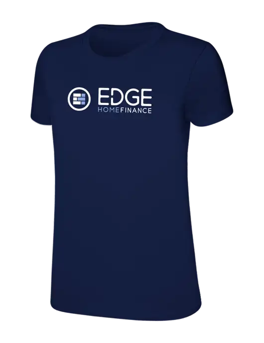 Womens Ring Spun Navy 4.5 oz T-Shirt w/Edge Home Finance Logo