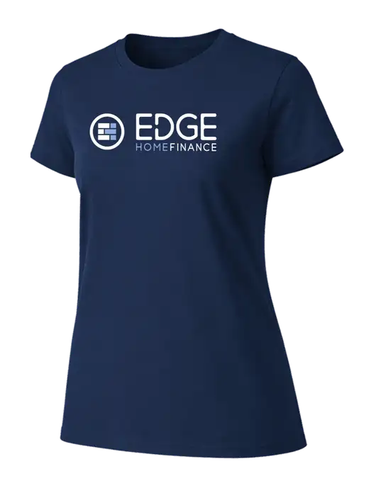 Womens Ring Spun Navy 4.5 oz T-Shirt w/Edge Home Finance Logo