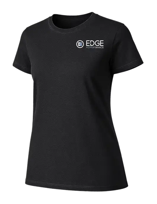 Womens Ring Spun Jet Black 4.5 oz T-Shirt w/Edge Home Finance Logo