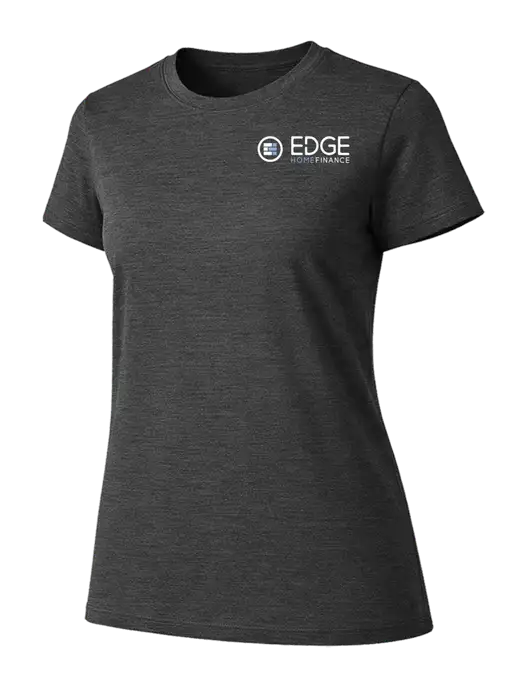 Womens Ring Spun Dark Heather Grey 4.5 oz T-Shirt w/Edge Home Finance Logo