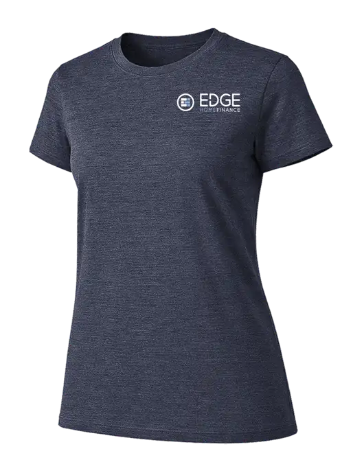 Womens Ring Spun Heather Navy 4.5 oz T-Shirt w/Edge Home Finance Logo