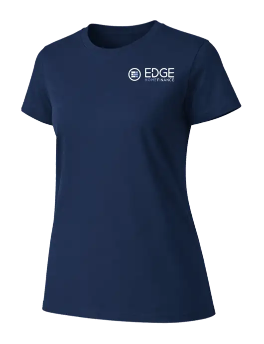 Womens Ring Spun Navy 4.5 oz T-Shirt w/Edge Home Finance Logo