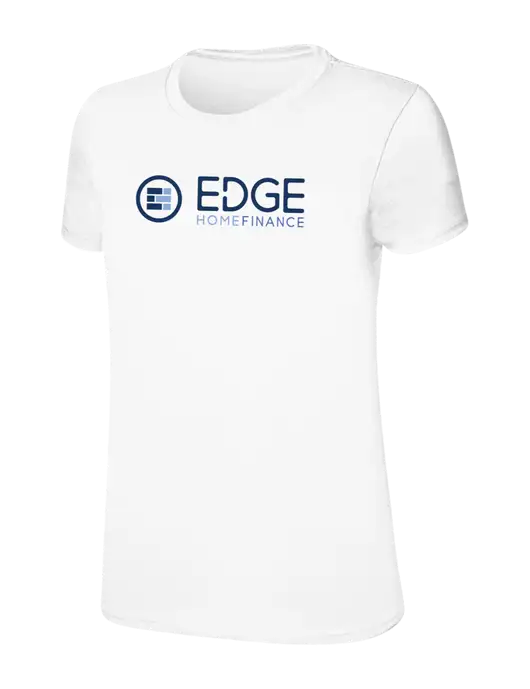 Womens Ring Spun White 4.5 oz T-Shirt w/Edge Home Finance Logo