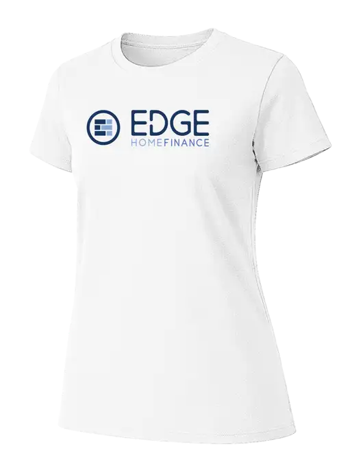 Womens Ring Spun White 4.5 oz T-Shirt w/Edge Home Finance Logo