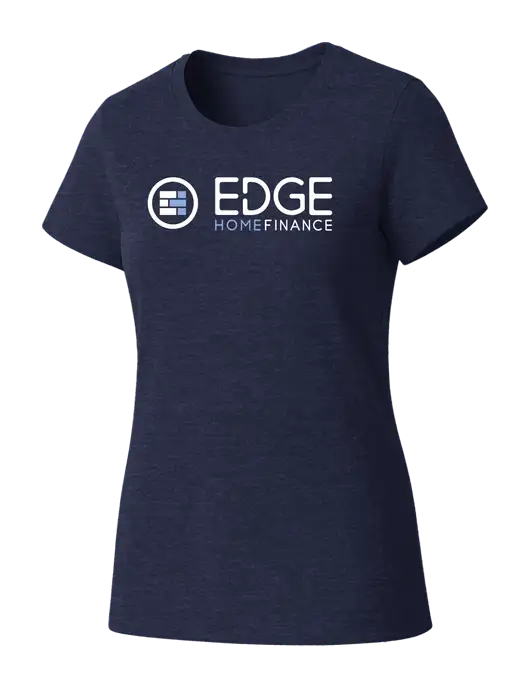 Womens Seriously Soft Heathered Navy T-Shirt w/Edge Home Finance Logo