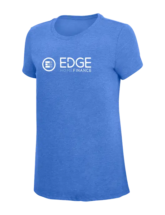 Womens Simply Soft Royal Frost 4.5oz  Poly/Combed Ring Spun Cotton T-Shirt w/Edge Home Finance Logo